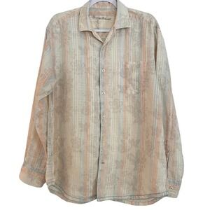 Tommy Bahama Men's Linen Casual Button Down Stripped Shirt Size M